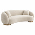 Canapé 3 places 220 cm en tissu bouclette beige style organique