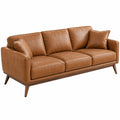 Canapé 3 places 220 cm effet cuir marron style moderne