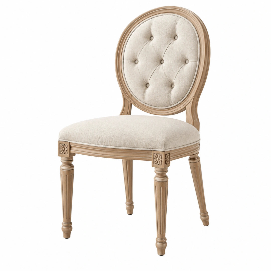Chaise de salle à manger 50 x 55 x 100 cm en bois beige tissu capitonné style classique