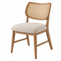 Chaise de salle à manger 48 x 56 x 82 cm en bois naturel beige avec dossier cannage