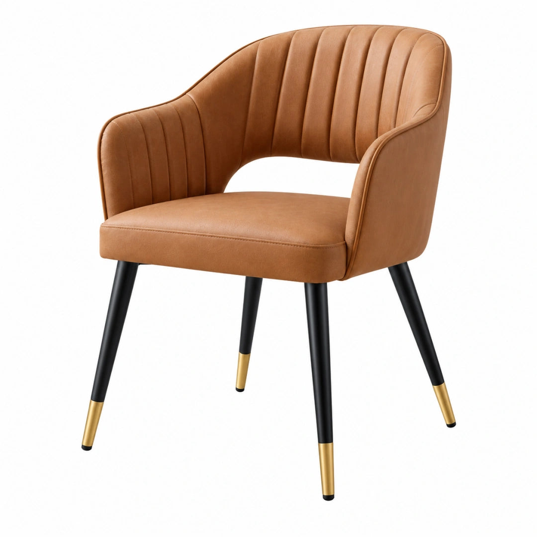 Fauteuil de salle à manger 62 x 60 x 82 cm en revêtement synthétique cognac style contemporain