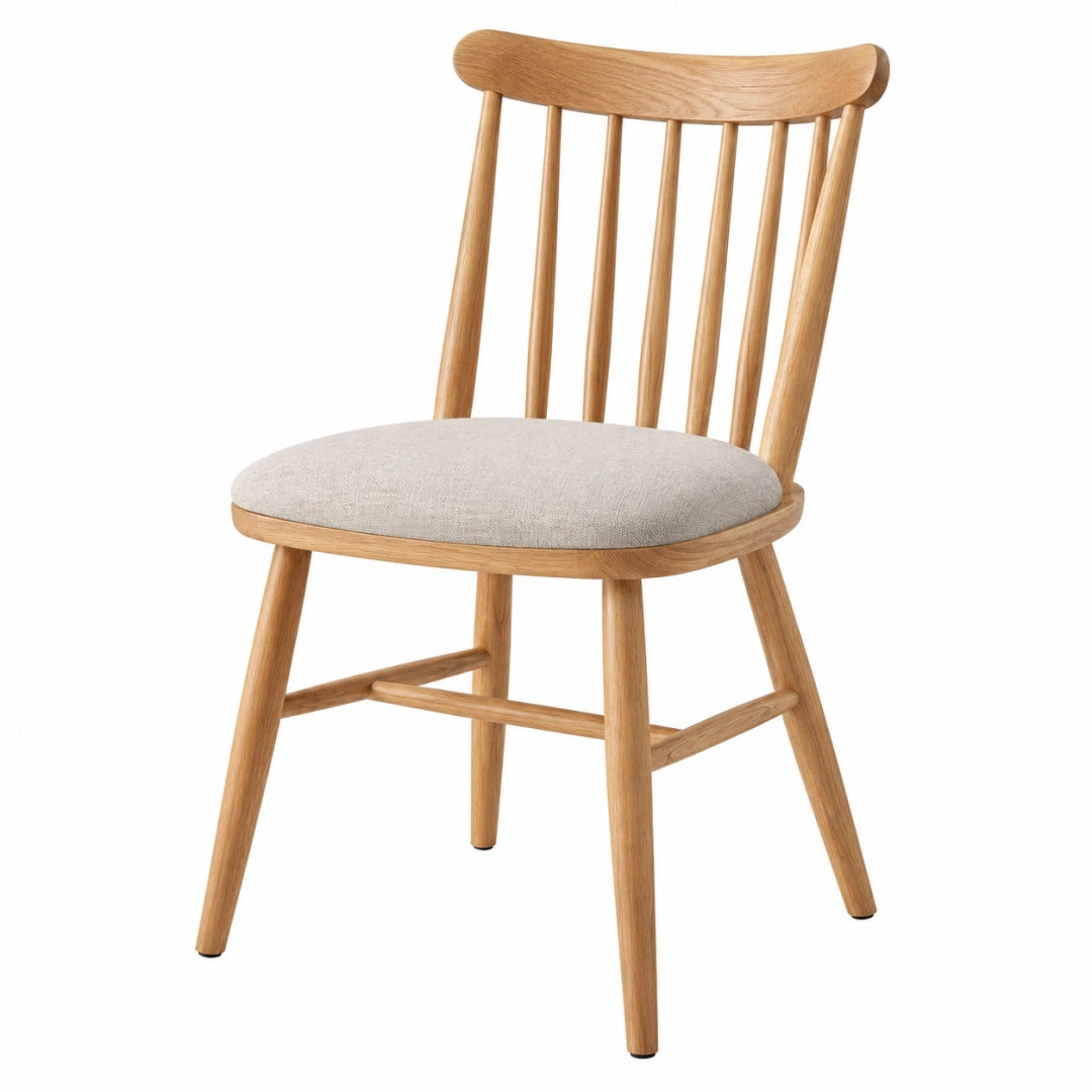 Chaise de salle à manger 54 x 57 x 85 cm en bois naturel avec assise rembourrée beige style scandinave
