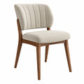 Chaise de salle à manger 56 x 60 x 78 cm en tissu beige et bois marron style moderne