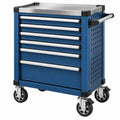Servante d atelier 80 x 46 x 97 cm en acier bleu avec 7 tiroirs et roulettes freinées