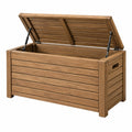 Coffre de rangement extérieur 120 x 60 x 65 cm en bois brun avec couvercle relevable