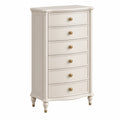 Commode 70 x 40 x 125 cm en bois crème à 6 tiroirs style classique