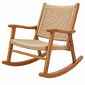 Fauteuil à bascule 68 x 90 x 100 cm en bois brun et corde tressée style naturel