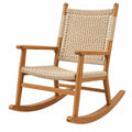 Fauteuil à bascule 65 x 95 x 105 cm en bois naturel et corde tressée style bohème