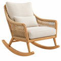 Fauteuil à bascule 105 x 75 x 98 cm en bois naturel et tissu beige style bohème
