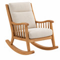 Fauteuil à bascule 70 x 95 x 105 cm en bois et tissu beige style scandinave