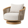 Fauteuil pivotant 85 x 82 x 78 cm en bois et corde beige style naturel