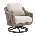 Fauteuil de jardin pivotant 82 x 78 x 88 cm en corde beige avec coussins