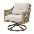 Fauteuil de jardin pivotant 78 x 82 x 88 cm en bois corde et tissu beige