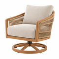 Fauteuil pivotant 78 x 82 x 82 cm en bois naturel et corde beige style bohème