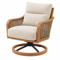 Fauteuil pivotant 80 x 85 x 95 cm en bois naturel et tissu beige style bohème