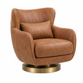 Fauteuil pivotant 85 x 88 x 95 cm en similicuir marron style contemporain
