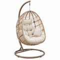 Fauteuil suspendu 105 x 105 x 195 cm en résine tressée beige avec structure en acier