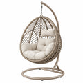 Fauteuil suspendu 105 x 105 x 195 cm en métal et tressage synthétique taupe style bohème