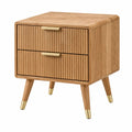 Table de chevet 55 x 40 x 60 cm en bois naturel à 2 tiroirs style rétro