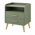 Table de chevet 50 x 40 x 70 cm en panneaux de bois vert sauge à 2 tiroirs style moderne