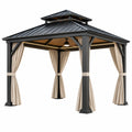 Pavillon de jardin 400 x 300 x 300 cm en acier noir avec rideaux style contemporain