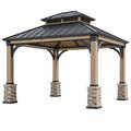 Pavillon de jardin 400 x 400 x 350 cm en bois et métal gris anthracite style contemporain