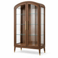 Vitrine 100 x 45 x 180 cm en bois brun et verre à portes style classique