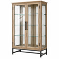 Vitrine 90 x 40 x 180 cm en bois et verre chêne naturel style industriel