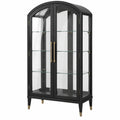 Vitrine 100 x 45 x 190 cm en bois et verre noir style classique à 2 portes