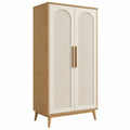 Armoire 2 portes 90 x 50 x 180 cm en panneaux de bois beige et bois naturel style contemporain