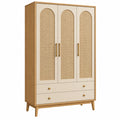 Armoire 120 x 55 x 190 cm en bois beige avec cannage style naturel