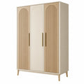 Armoire 3 portes 120 x 60 x 190 cm en bois beige style contemporain