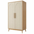 Armoire de rangement 100 x 55 x 190 cm bois beige style scandinave à 2 portes