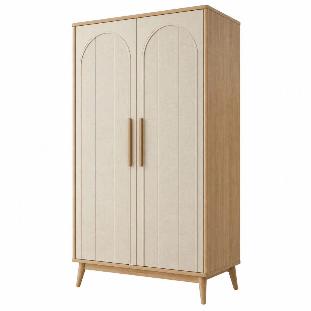 Armoire de rangement 100 x 55 x 190 cm bois beige style scandinave à 2 portes