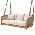 Balancelle suspendue 2 places 160 x 80 x 180 cm en bois et corde beige style bohème