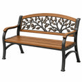 Banc de jardin 120 x 60 x 88 cm en bois et métal marron noir style nature
